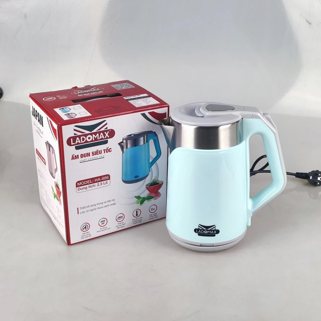 Âm đun nước siêu tốc mode HA-886, hiệu Ladomax,1500W,2.3L,220V/50HZ